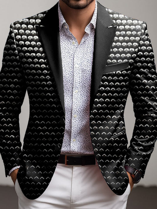 Men vintage gradient geometric business casual blazer