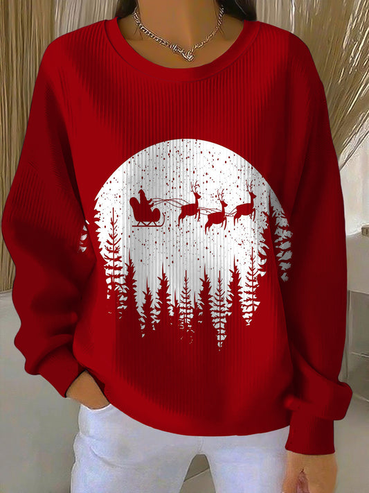 Ženské chirsmas slavnostní santy sane tisk červená mikina