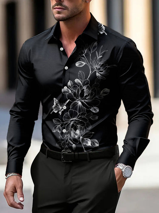 Pánské vintage abstraktní vzor business casual košile