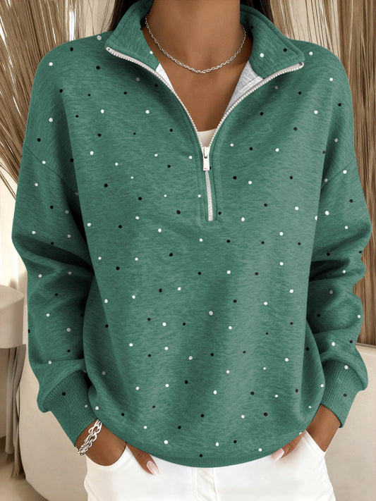 Dámské elegantní polka dot příležitostný stojan golier pullover