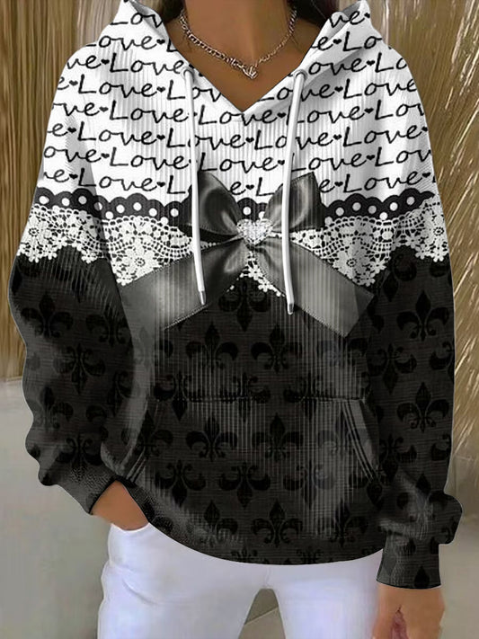 Dámské vintage lukpodrobné patchwork casual hoodie
