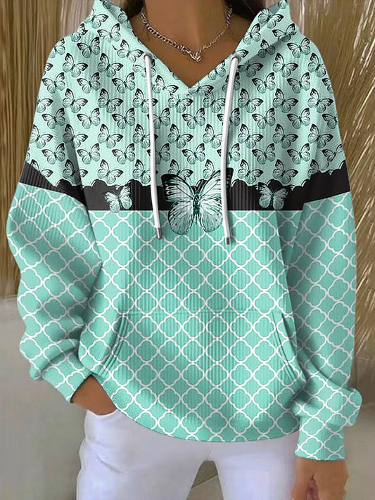 Ženy vintage butterfly patchwork casual hoodie