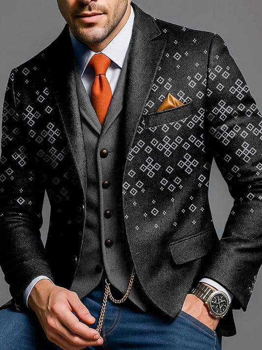 Pánské vintage gradient geometrické každodenní obchodní blazer