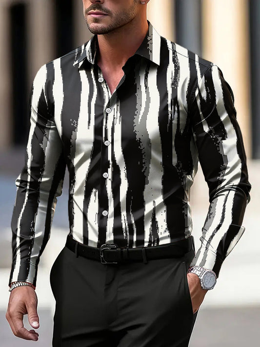 Pánské klasické abstraktní pruh business casual košile