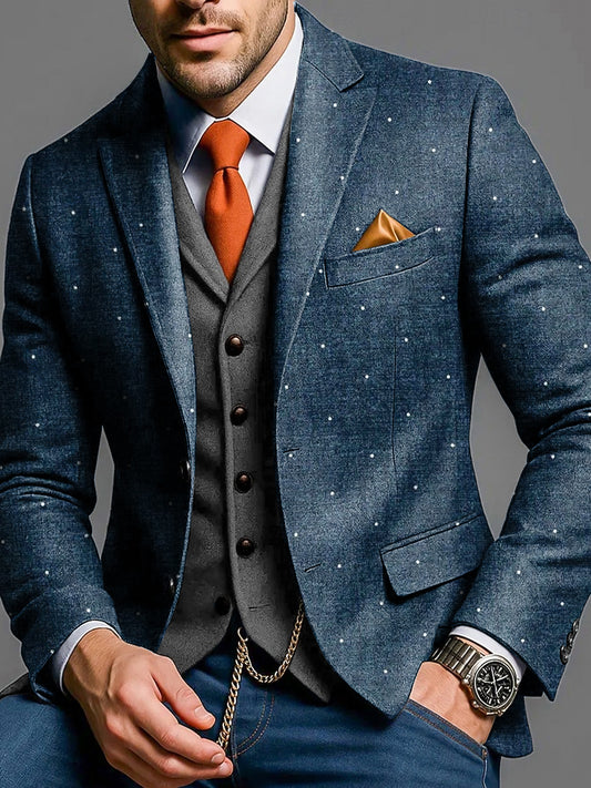 Men vintage polka dot business casual blazer