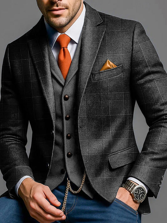 Pánské vintage abstraktní kotoučové casual business blazer
