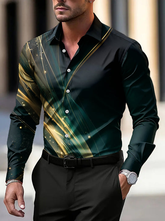 Pánské retro abstraktní pruh casual business shirt