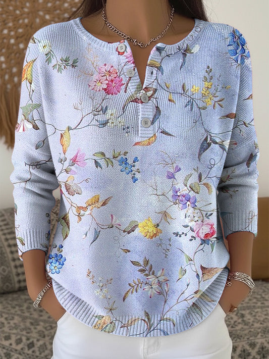 Ženy vintage romantické květinové vneck top
