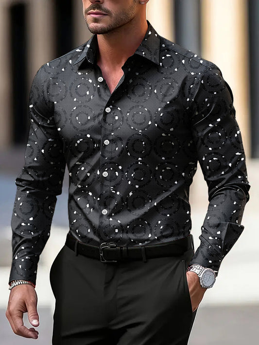 Pánské vintage circle shimmer casual business shirt