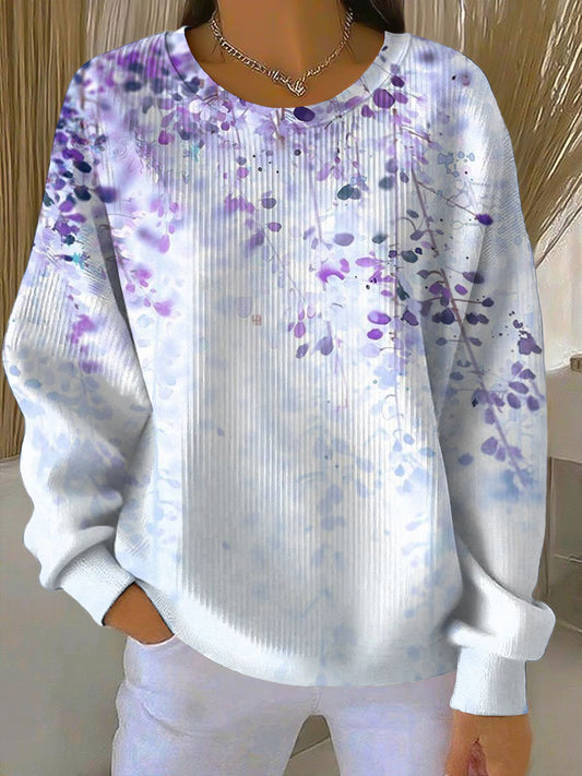 Womens dreamy purple floral sweatshirt