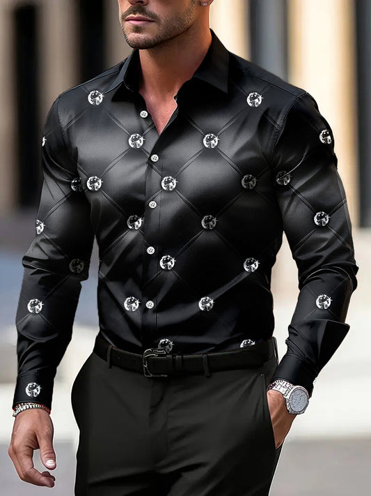 Pánské vintage geometrické shimmer casual business shirt