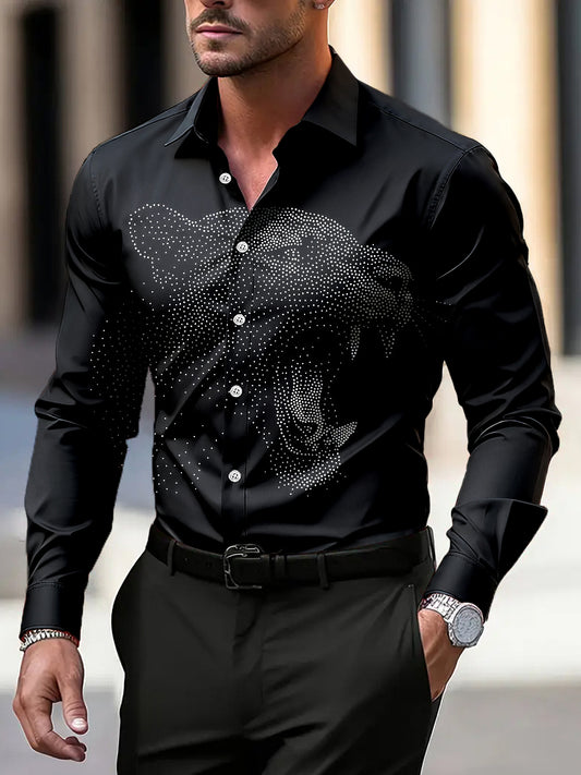 Pánské retro abstraktní leopard tisk neformální obchodní košile