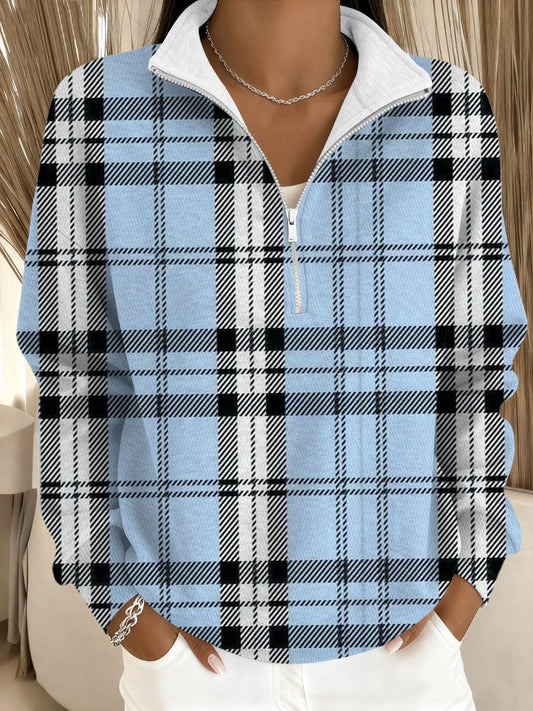 Dámské elegantní plaid stojangolier mikina
