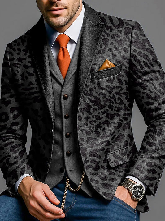 Pánské vintage leopard print casual business blazer