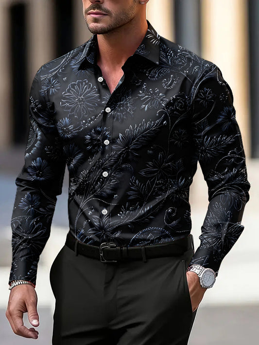 Pánské vintage patterned casual business shirt