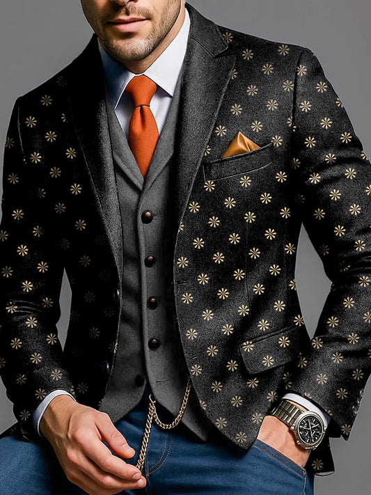 Pánské vintage vzorované každodenní business suit bunda