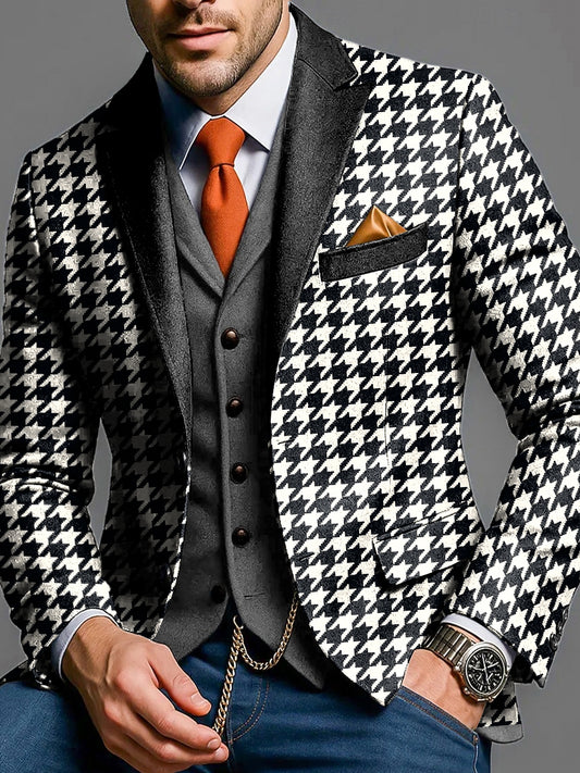 Mens classic houndstooth daily business suit bunda