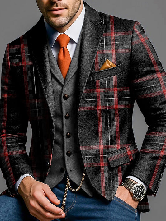 Pánské ročník pleděné příležitostné obchodní blazer