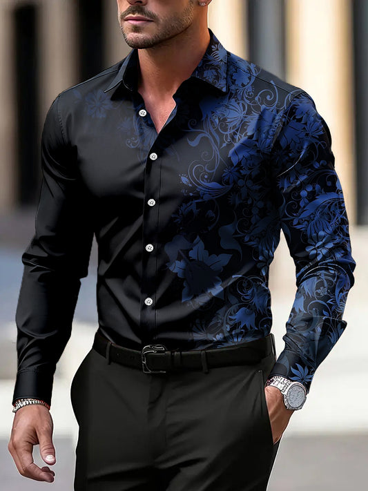 Pánské vintage gradient floral casual business shirt