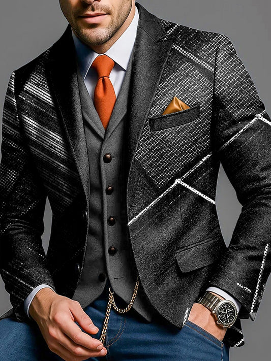 Pánské vintage abstraktní pruh casual business blazer