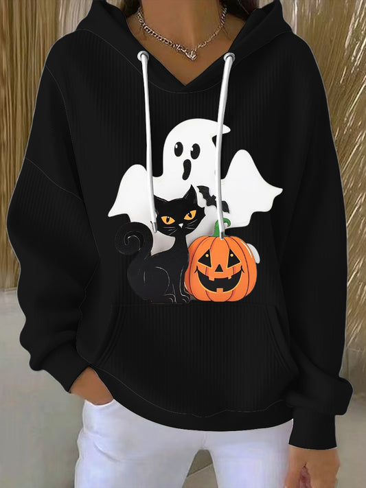 Dámské halloween strašidelný duch kočka a dýňová mikina