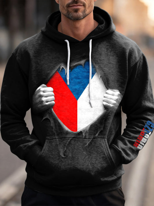 Pánské vintage vlajka patriot casual hoodie