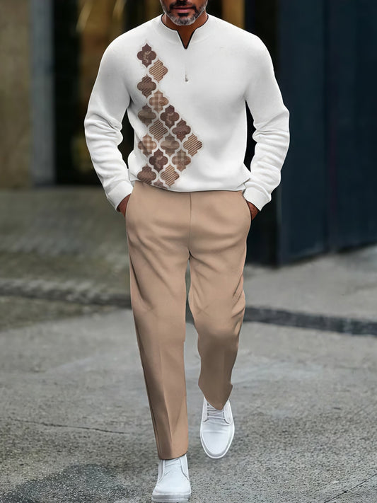 Pánské vintage minimalistický obchodní příležitostné polo kalhoty oblek