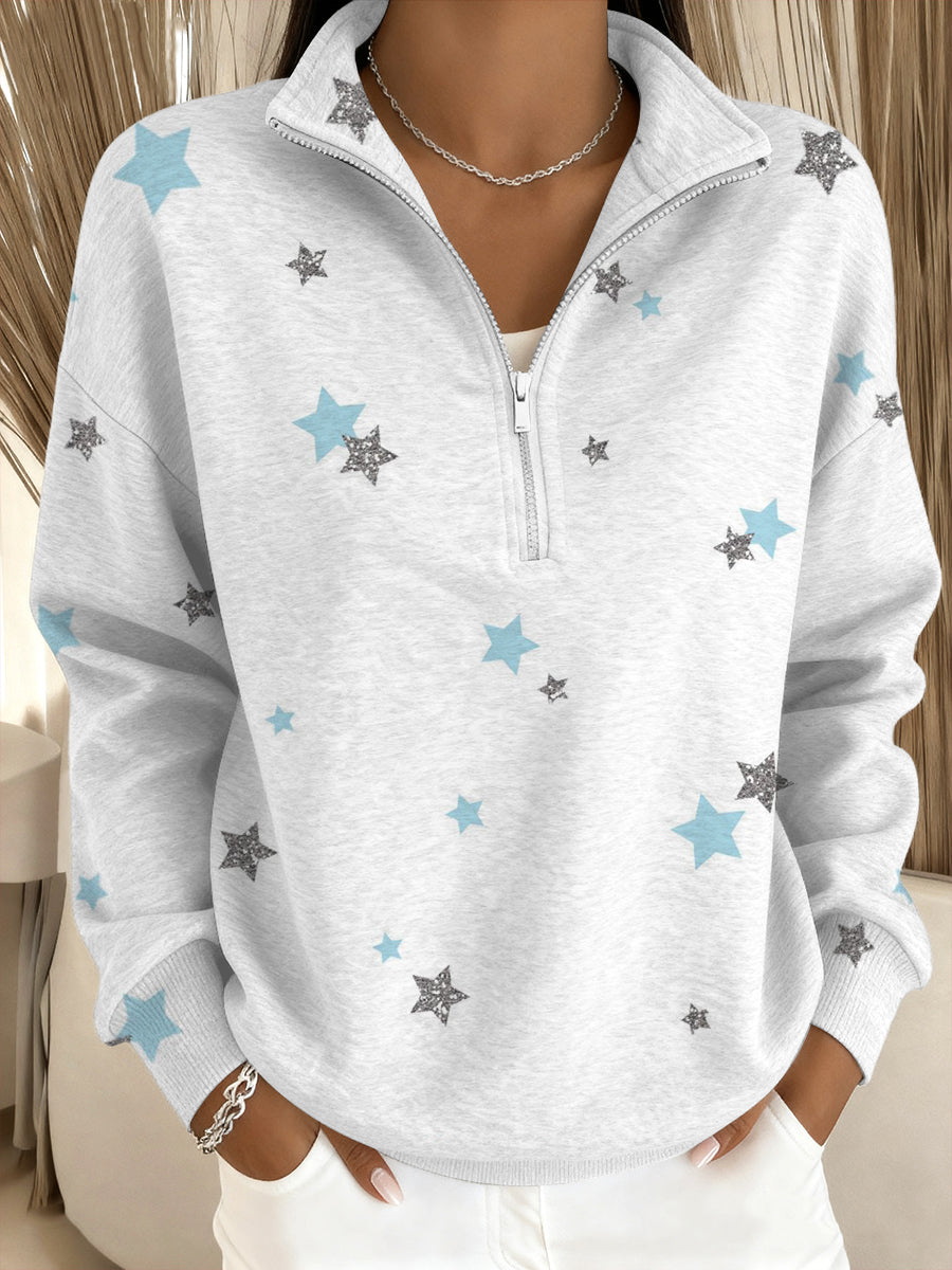 Dámské elegantní tričko se stojákem s hvězdným vzorem