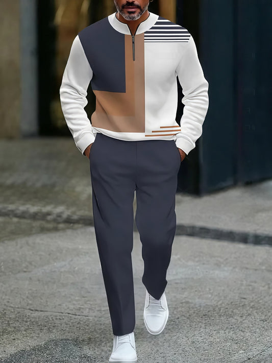 Pánské vintage minimalistický obchodní příležitostné polo kalhoty oblek