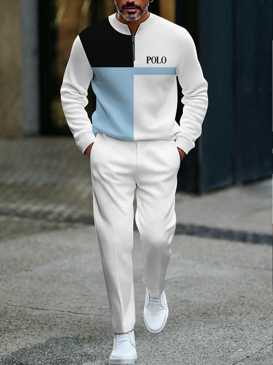 Pánské vintage minimalistický obchodní příležitostné polo kalhoty oblek