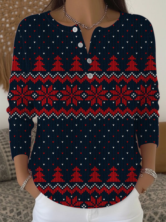 Dámské slavnostní vánoční stromeček henley svetr