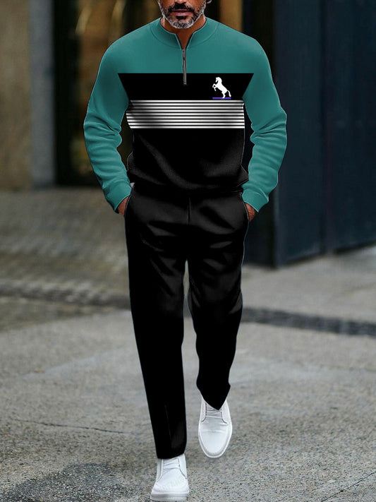 Pánské vintage minimalistický business polo kalhoty oblek