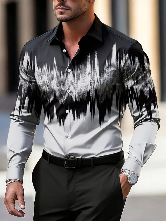 Pánské vintage abstraktní pruh business casual košile