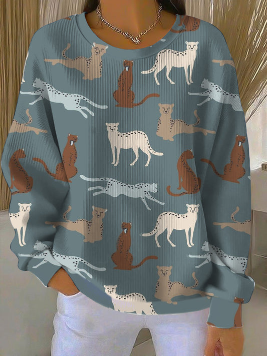 Dámské roztomilé multileopard vzor mikina