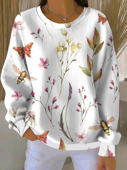 Dámské jemné včely a květinová mikina