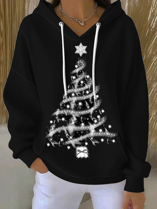 Ženská šumivá bílá vánoční stromeček mikina