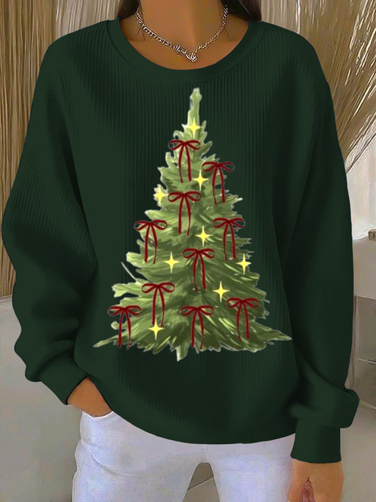 Dámské elegantní zelený vánoční stromeček mikina