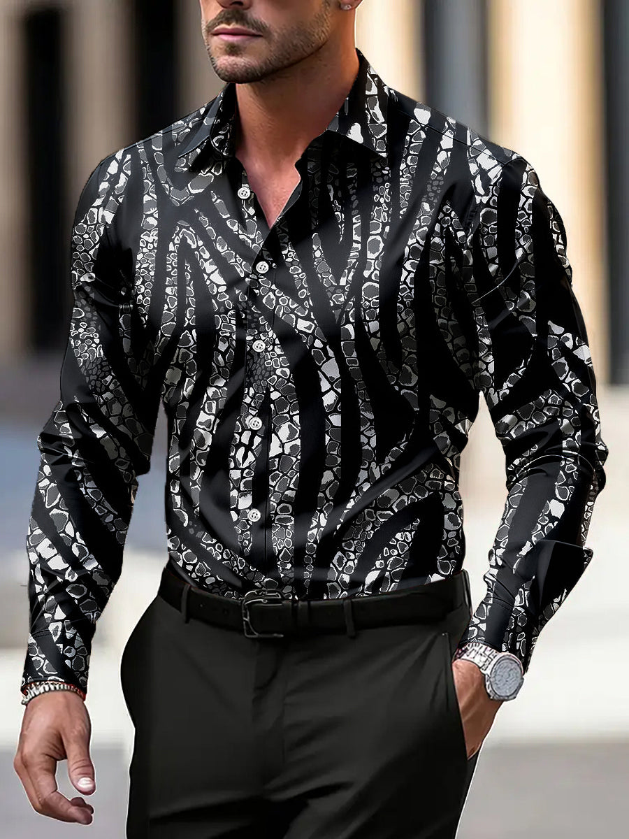 Pánské vintage abstraktní textury business casual košile