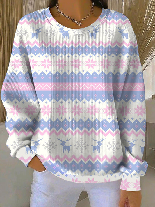 Dámské krásné pastelové soby fair isle sweatshirt