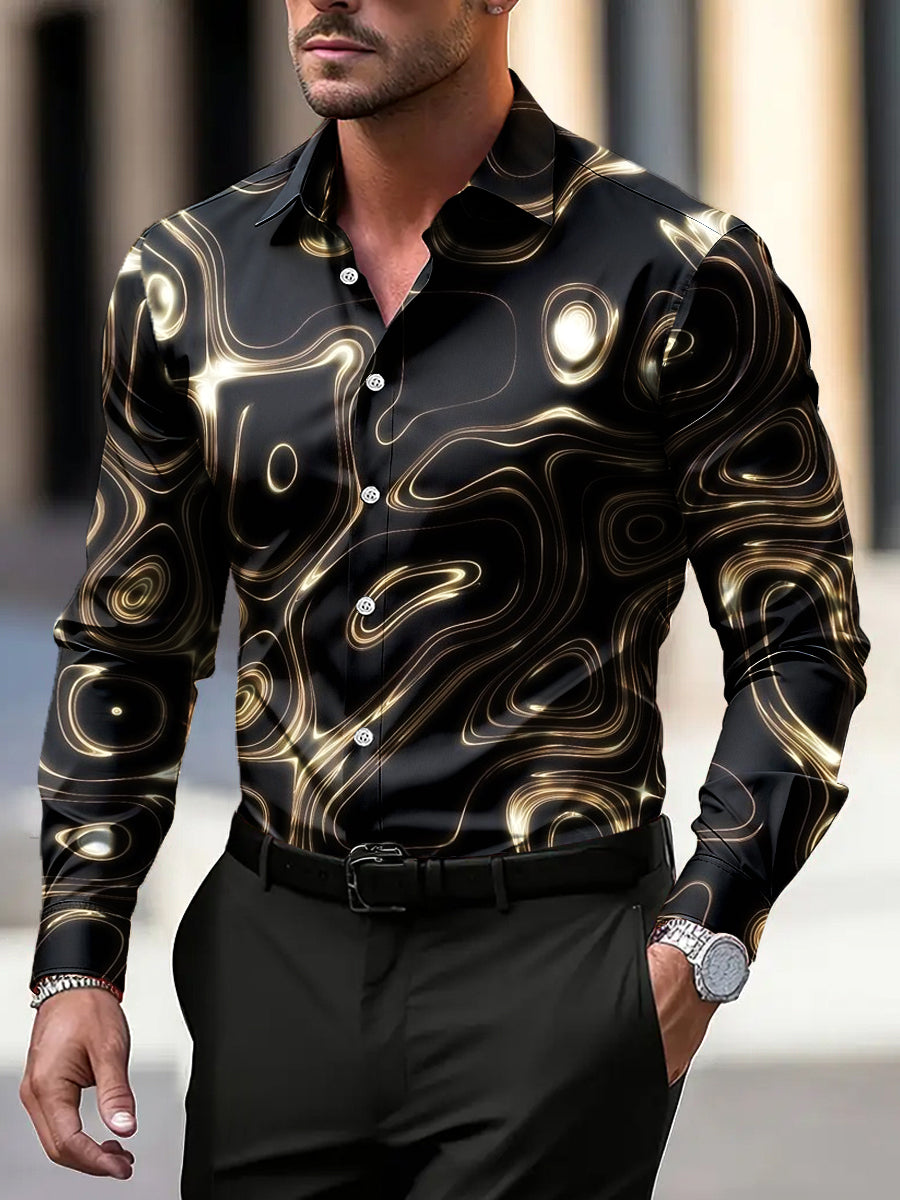 Pánské vintage zlaté tónové prasknutíodolné obchodní neformální košile