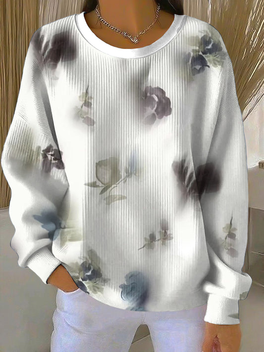 Dámské umělecké květinové potisk mikina