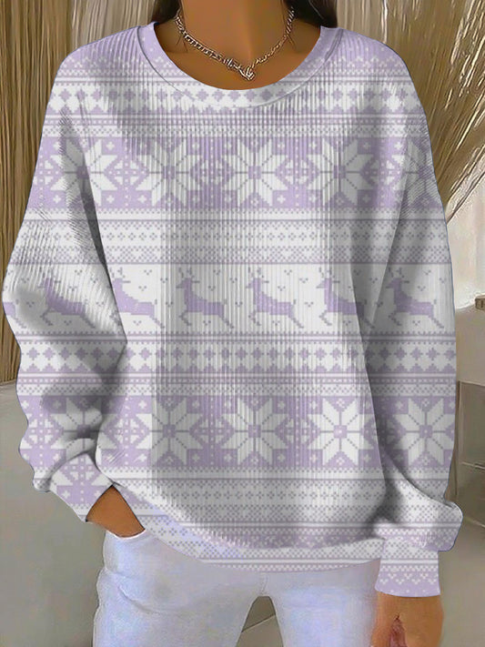 Dámské krásné fialové soby fair isle sweatshirt