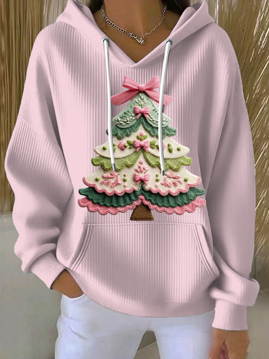 Dámské sladké růžové vánoční stromeček hoodie
