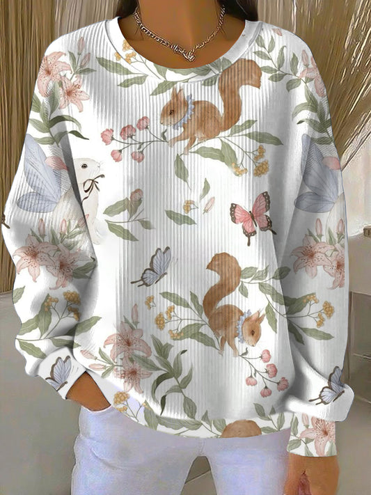 Dámské okouzlující veverka a květinová mikina