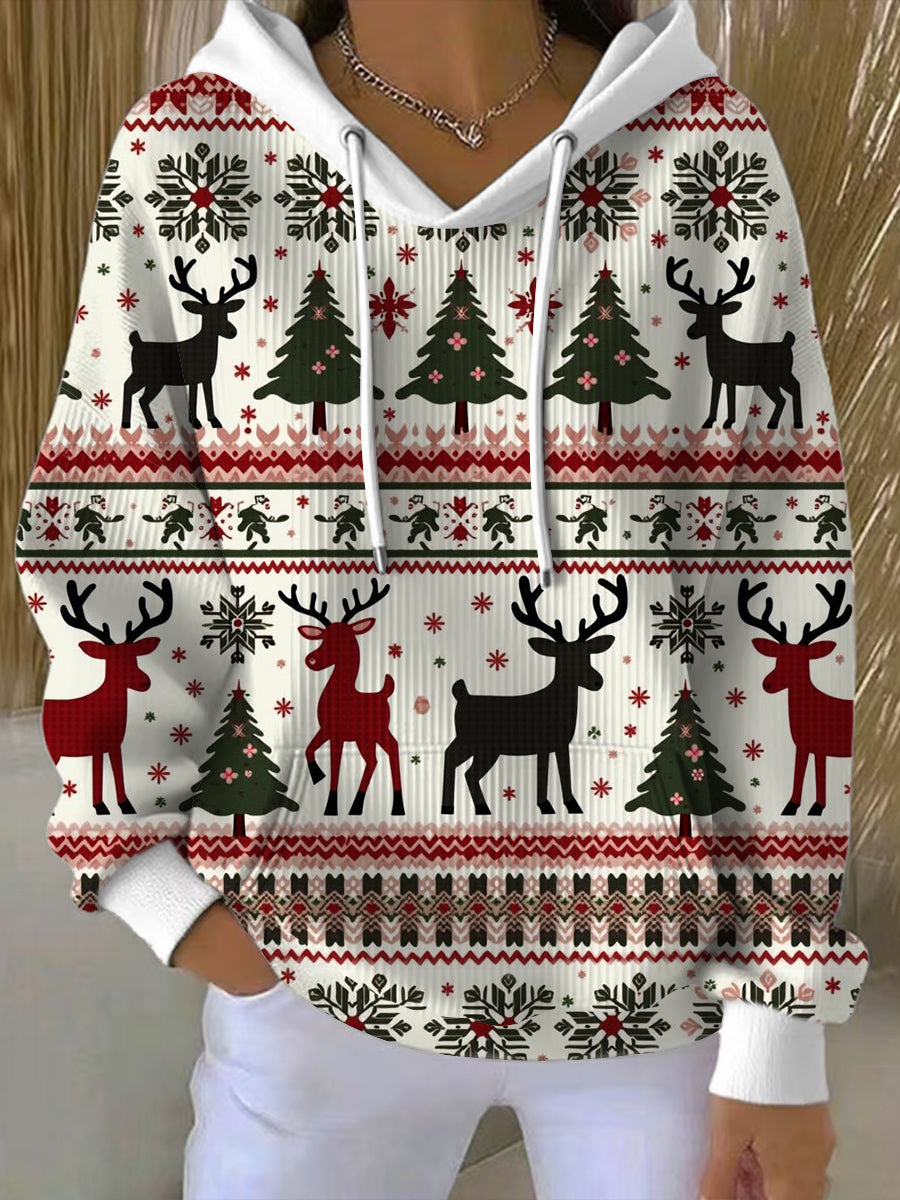 Dámské barevné soby a strom vánoční mikina