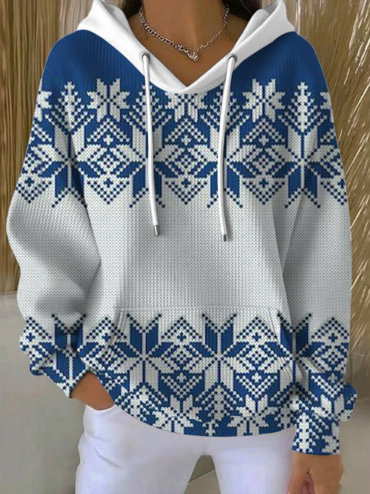 Dámské tradiční modrobílá fair isle hoodie