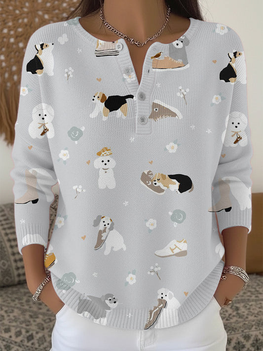 Dámské okouzlující pes a boty henley svetr