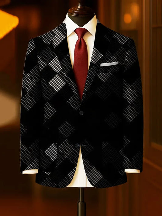 Pánské vintage abstraktní geometrické obchodní příležitostné blazer