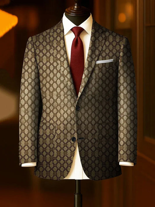 Pánské klasické vintage geometrický vzor business suit bunda