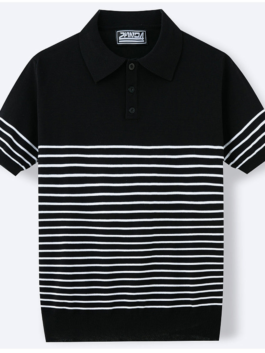 Pánské vintage pruhované pletené pólo